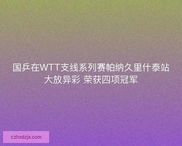 国乒在WTT支线系列赛帕纳久里什泰站大放异彩 荣获四项冠军