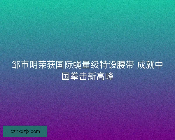邹市明荣获国际蝇量级特设腰带 成就中国拳击新高峰
