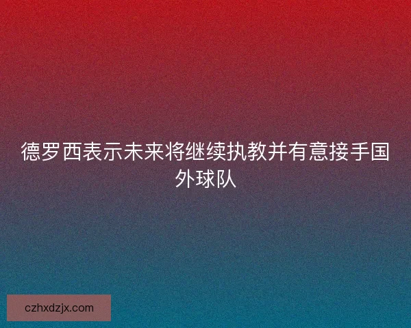 德罗西表示未来将继续执教并有意接手国外球队