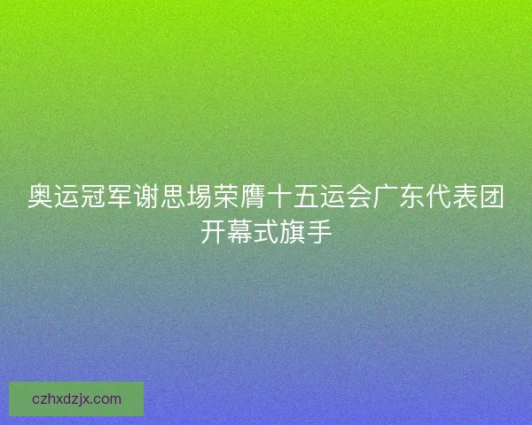 奥运冠军谢思埸荣膺十五运会广东代表团开幕式旗手